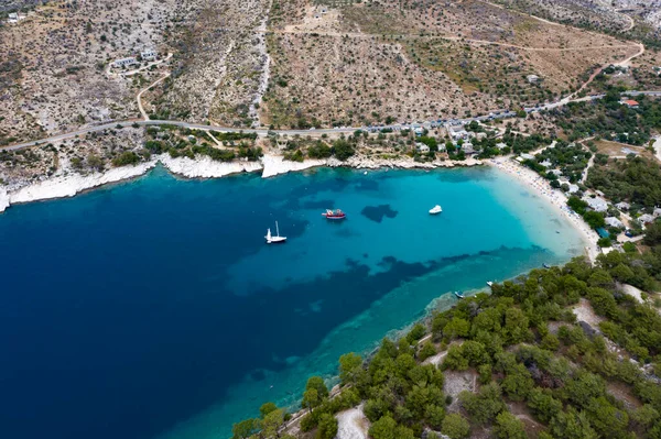 Alikiの上 Thassos島ギリシャ 高解像度の航空写真壁紙 — ストック写真