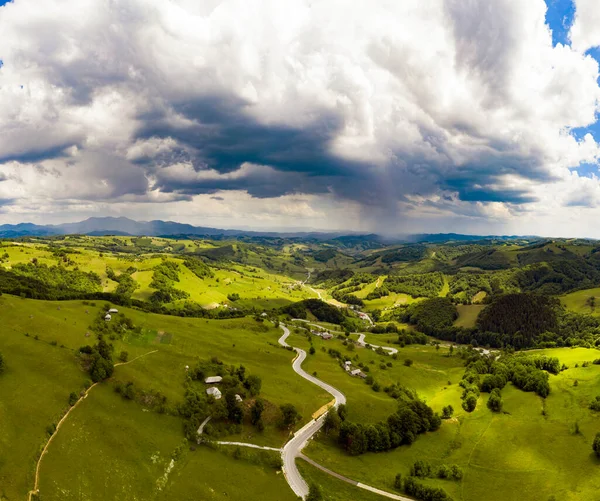Aerial Drone View Endless Lush Pastures Farmlands Green Fields Meadows — Stock Photo, Image