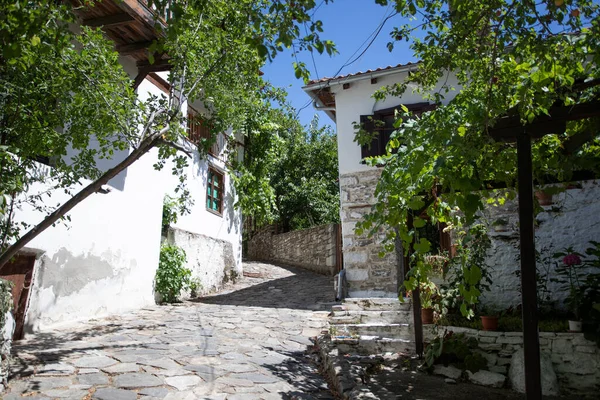 Rua Grega Estreita Tradicional Ilha Thassos Grécia — Fotografia de Stock