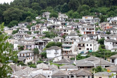 Yunanistan 'ın Thassos kentindeki Panagia köyünün hava manzarası.
