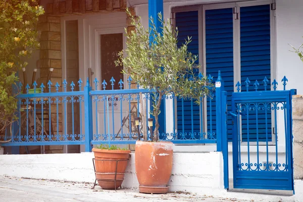 Давні Грецькі Двері Вікна Острові Тассос Греція — стокове фото