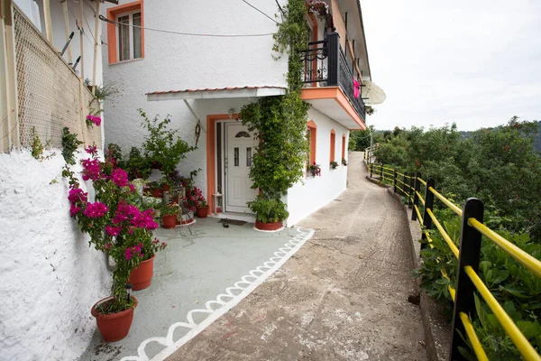 Rua Grega Estreita Tradicional Ilha Thassos Grécia — Fotografia de Stock