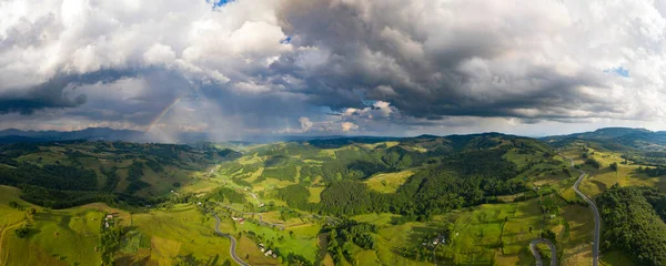 Rainbow Green Summer Hills Mountains — Stock Photo, Image