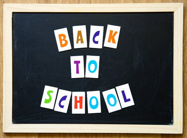 Welcome Back School Text Blackboard — Stock Photo, Image