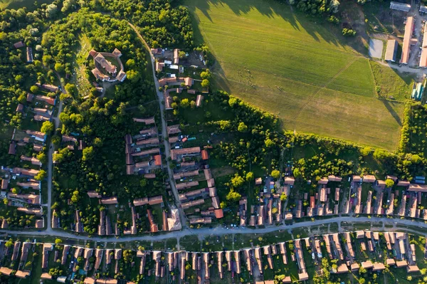 Saxon Village Viscri Transilvania Rumania Vista Aérea Desde Dron —  Fotos de Stock