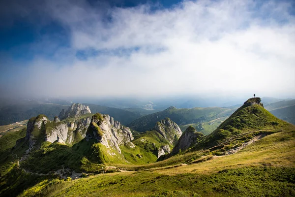 Scenic View Ciucas Rock Mountains Fog Romania — Stock Photo, Image