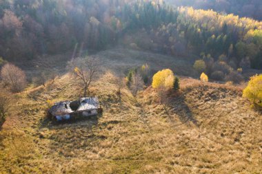 Renkli büyülü sonbahar dağ manzarası.