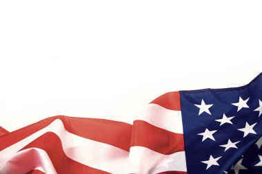Top view of Flag of the United States of America on white background. Independence Day USA, Memorial. clipart