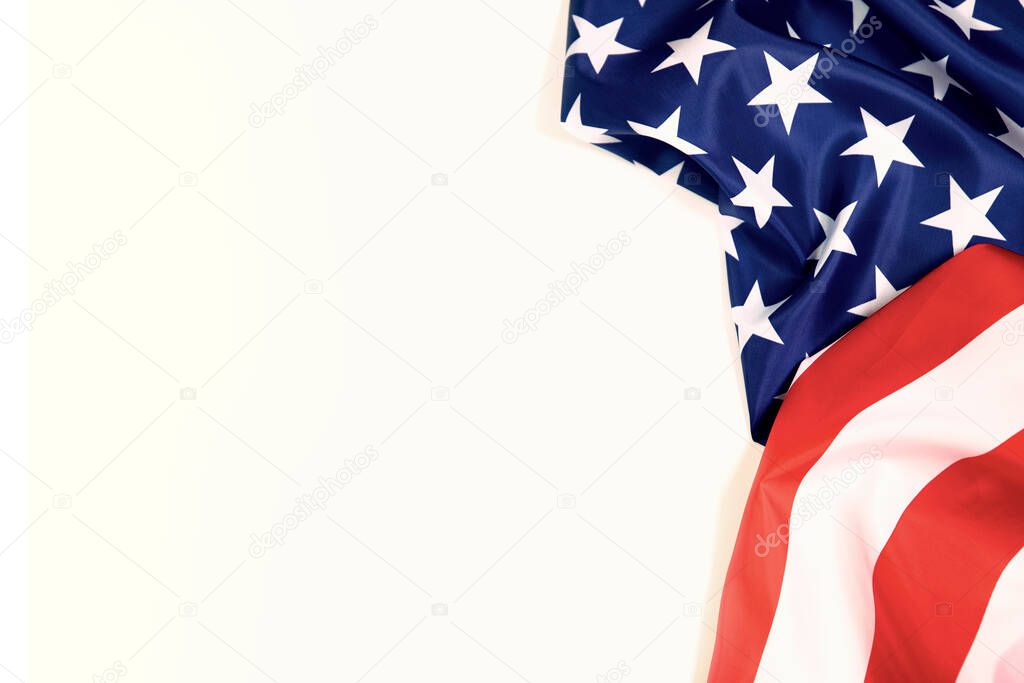 Flag of United States of America waving .