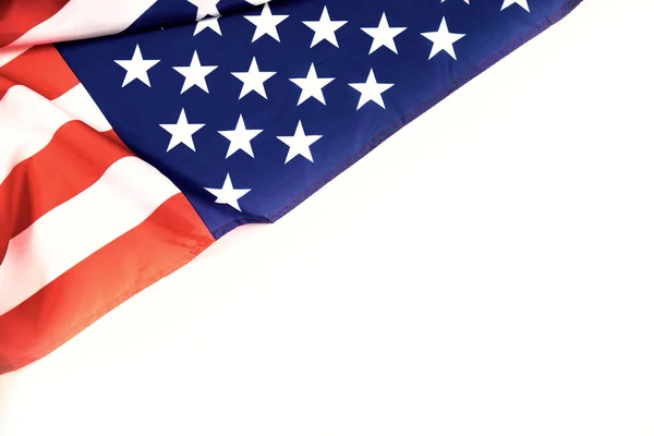 Κάτοψη Της Σημαίας Των Ηνωμένων Πολιτειών Της Αμερικής Λευκό Φόντο — Φωτογραφία Αρχείου