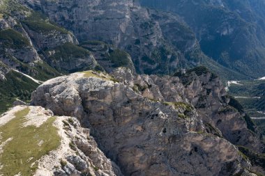 Aerial view of Dolomite mountains at Tre Cime di Lavaredo, Italy, Europe (Drei Zinnen)