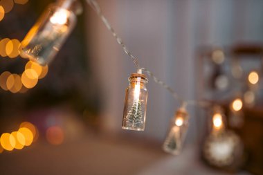 Christmas Lights - String lights hanging on bokeh background