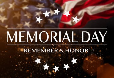 American flag with the text Memorial day. clipart