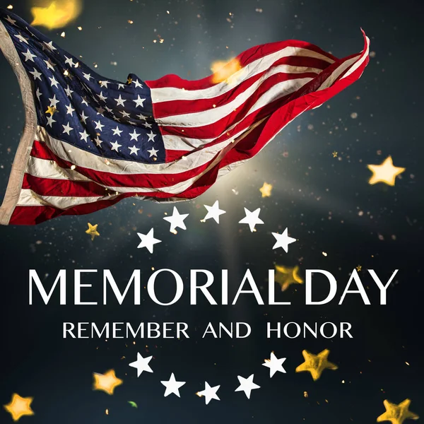 Bandeira americana com o texto Memorial day . — Fotografia de Stock