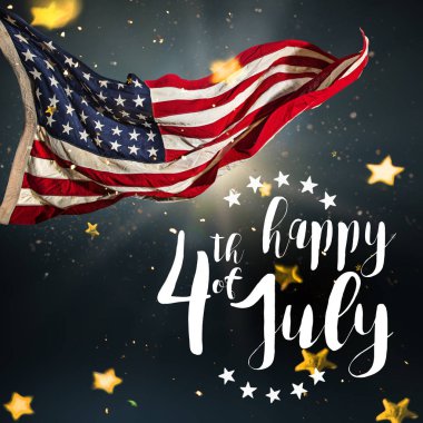 Yazıt mutlu 4 Temmuz ABD bayrağı ile.