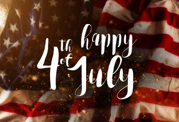 Napis Happy 4th lipiec z flagą Usa. — Zdjęcie stockowe