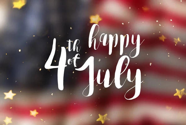 Napis Happy 4th lipiec z flagą Usa. — Zdjęcie stockowe