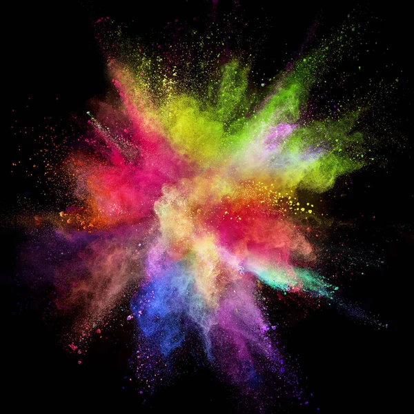 Colored powder explosion on black background. — Stock Photo, Image