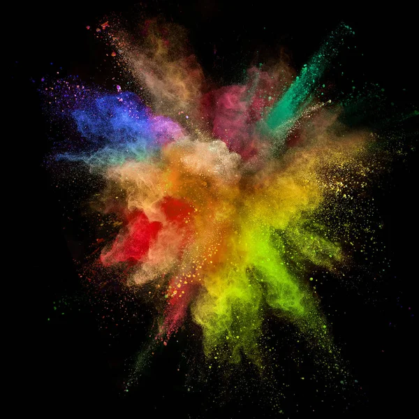 Siyah arkaplanda renkli barut patlaması.