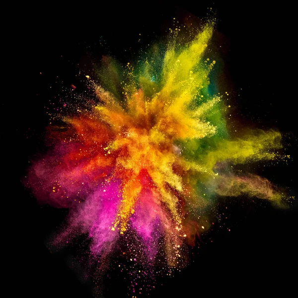 Colored powder explosion on black background. — Stock Photo, Image