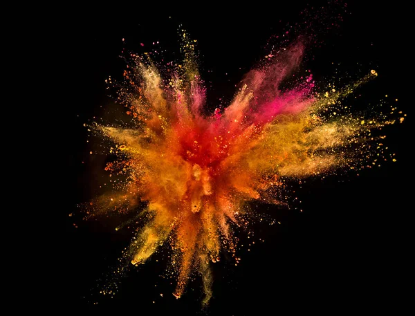 Colored powder explosion isolated on black background. — Stock Photo, Image