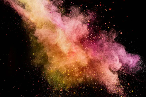 Colored powder explosion isolated on black background. — Stock Photo, Image