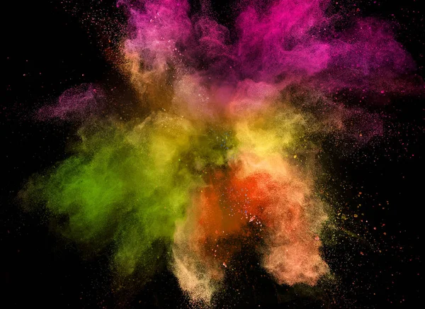 Colored powder explosion isolated on black background. — Stock Photo, Image