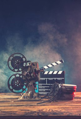 Eski stil film projektör, yakın çekim.