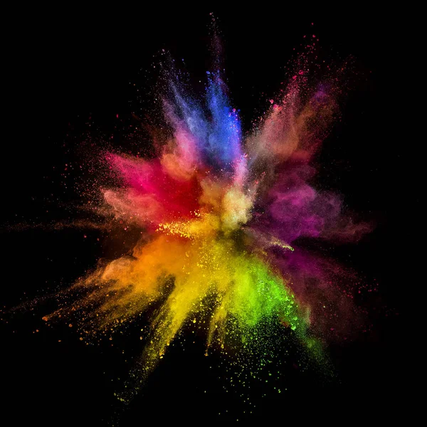 Colored powder explosion on black background. — Stock Photo, Image