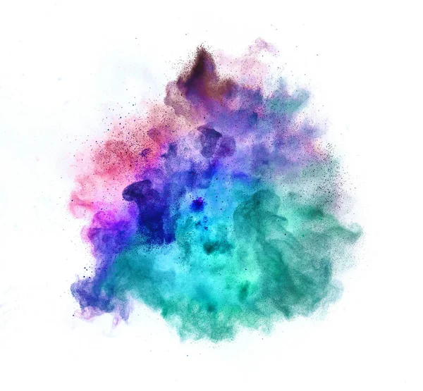 Colored powder explosion on white background. — Stock Photo, Image