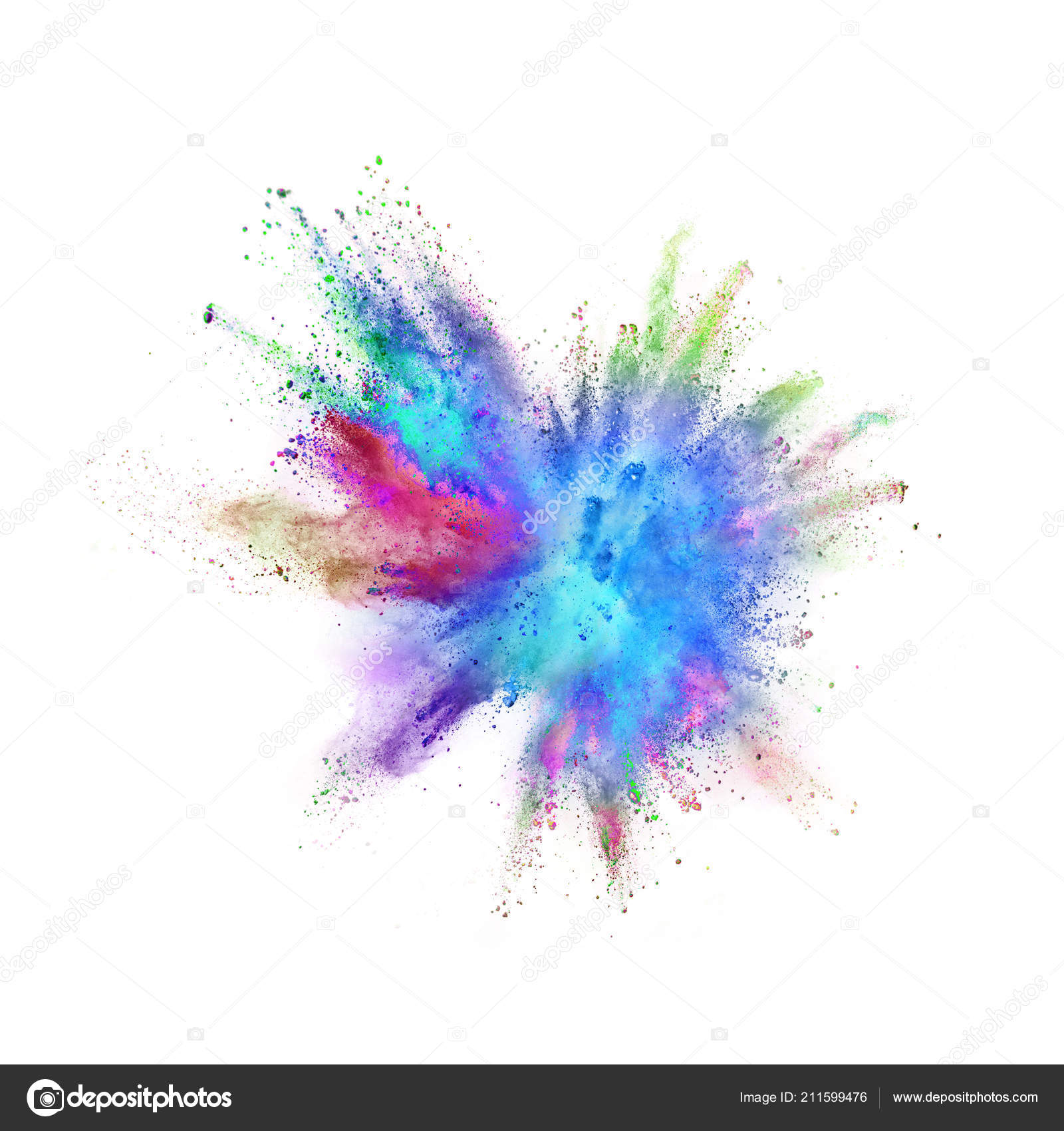 Colored powder explosion on white background. Stock Photo by ...