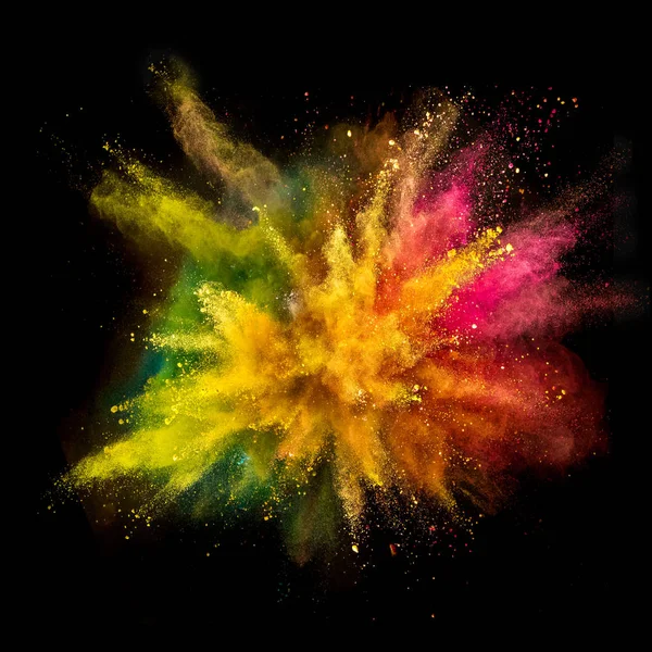 Colored powder explosion on black background. — Stock Photo, Image