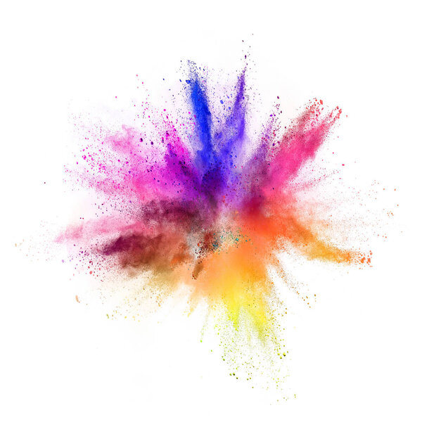 Взрыв цветного порошка на белом фоне
.