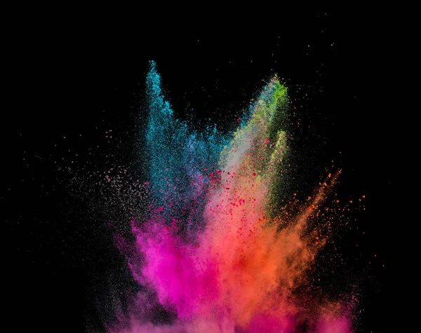 Explosion de poudre colorée sur fond noir. — Photo