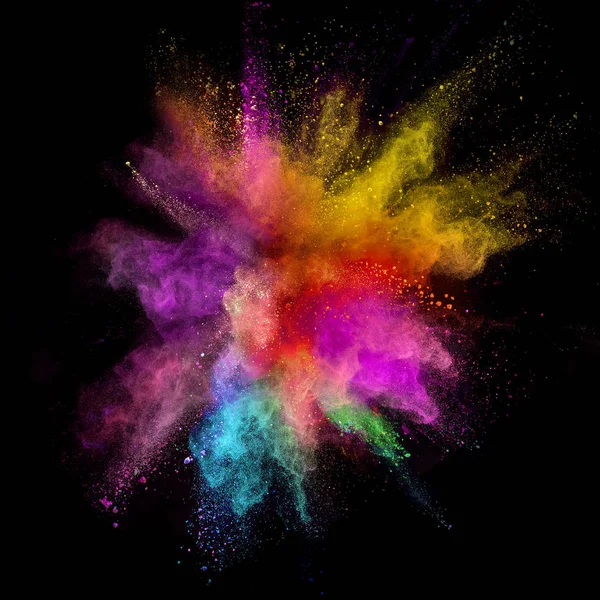 Colored powder explosion on black background. — Stock Photo, Image