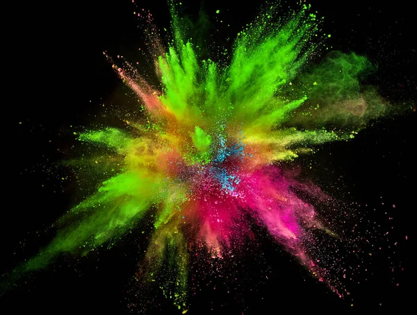 Colored powder explosion on black background. — Stock Photo, Image