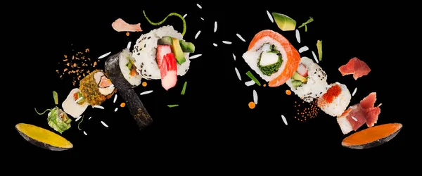 Кусочки японских суши, замороженных в воздухе. — стоковое фото