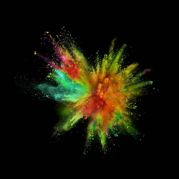 Colored powder explosion on black background. — Stock Photo, Image