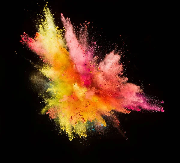 Esplosione Polvere Colorata Sfondo Nero Movimento Fermo — Foto Stock