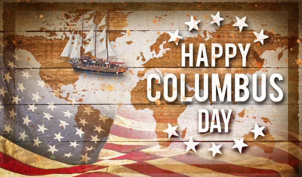 Felice Columbus giorno banner, sfondo patriottico — Foto Stock