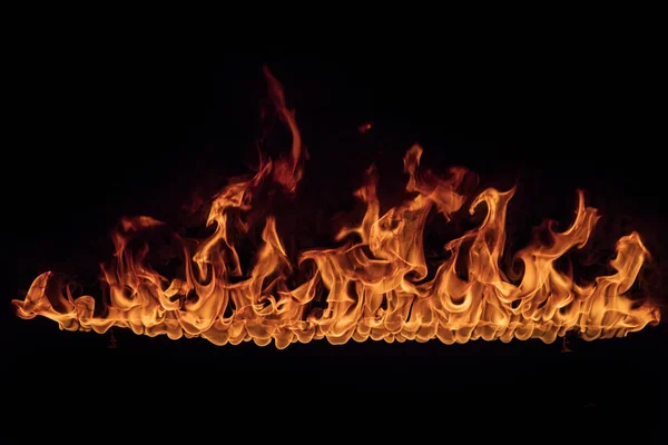 Textur des Feuers auf schwarzem Hintergrund. — Stockfoto