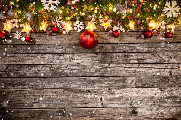 Christmas decoration on wooden background — Stock Photo, Image