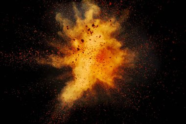 Siyah arkaplanda renkli barut patlaması.