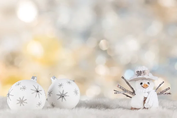 Decoração Natal Boneco Neve Com Fundo Borrado Muito Espaço Cópia — Fotografia de Stock