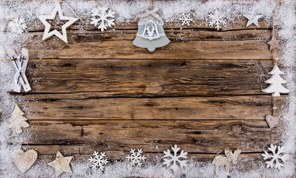 Christmas Decoration Wooden Background Lots Copy Space Product Text — Stock Photo, Image