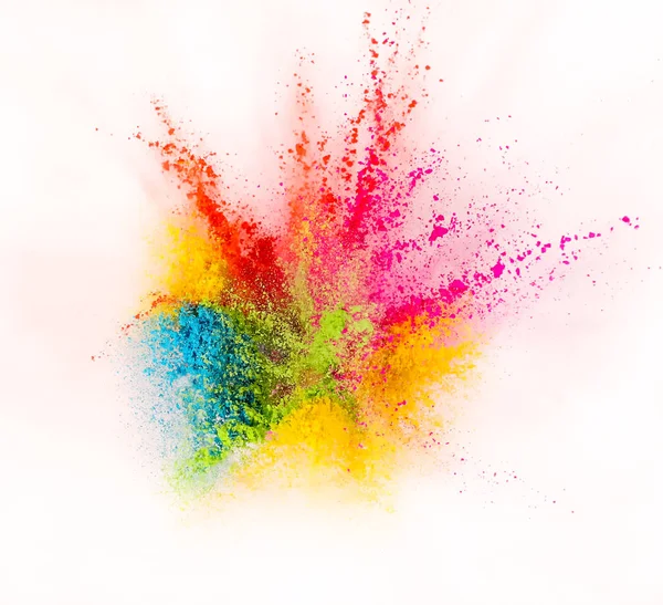 Colored Powder Explosion Isolated White Background Freeze Motion — Stock Photo, Image