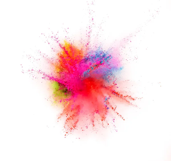 Colored Powder Explosion Isolated White Background Freeze Motion — Stock Photo, Image