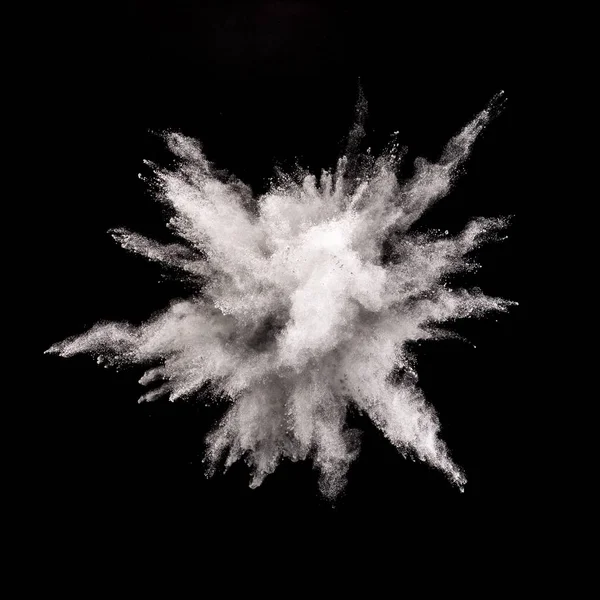 Silver Powder Explosion Black Background Freeze Motion — Stock Photo, Image