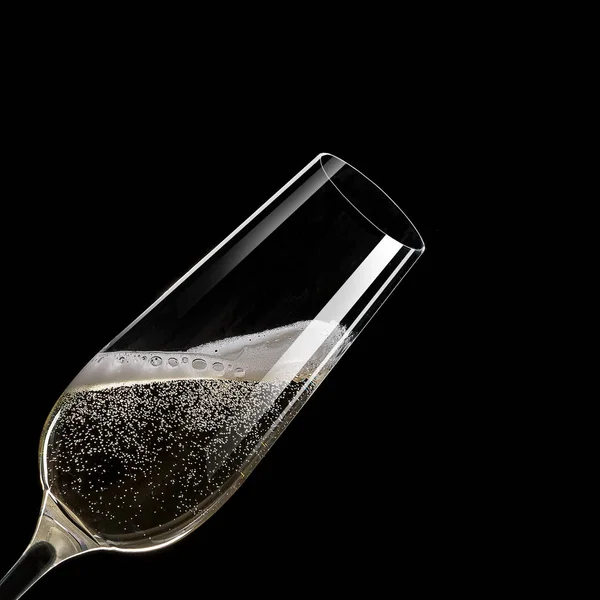 Склянка Шампанського Вирівнюється Повітрі Тема Святкування — стокове фото