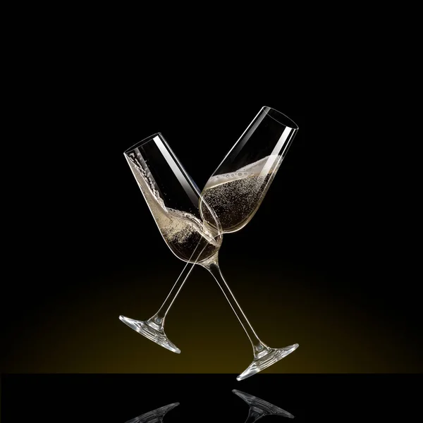 Glasögon Champagne Leviterar Luften Fest Tema — Stockfoto